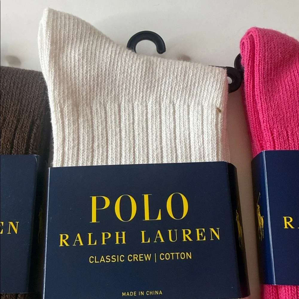 Polo Ralph Lauren Classic Cotton Crew Socks 4 Pairs Large